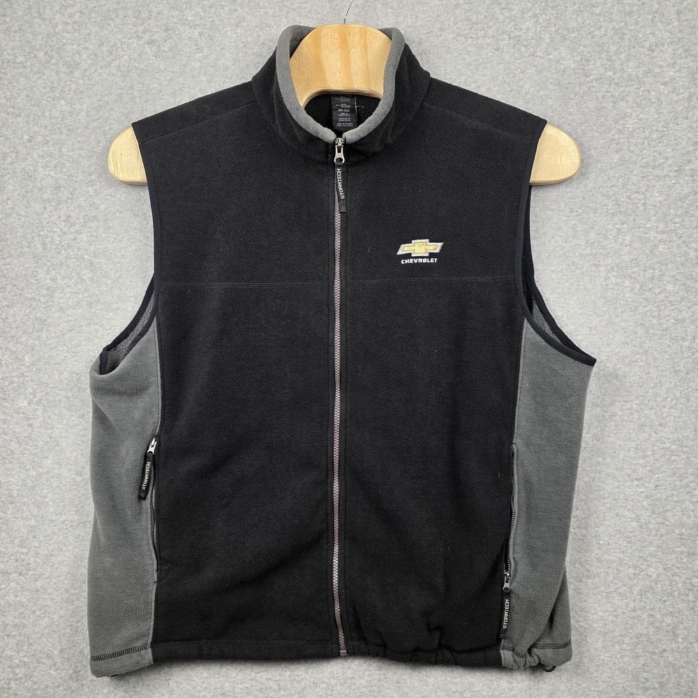 Stormtech Vest Mens XL Black Gray Fleece Full Zip Chevrolet Embroidered‎ Logo